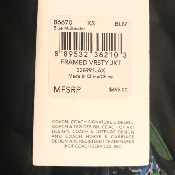 Coach 1941 Silk Framed Varsity Jacket Blue - Picture 6 of 7